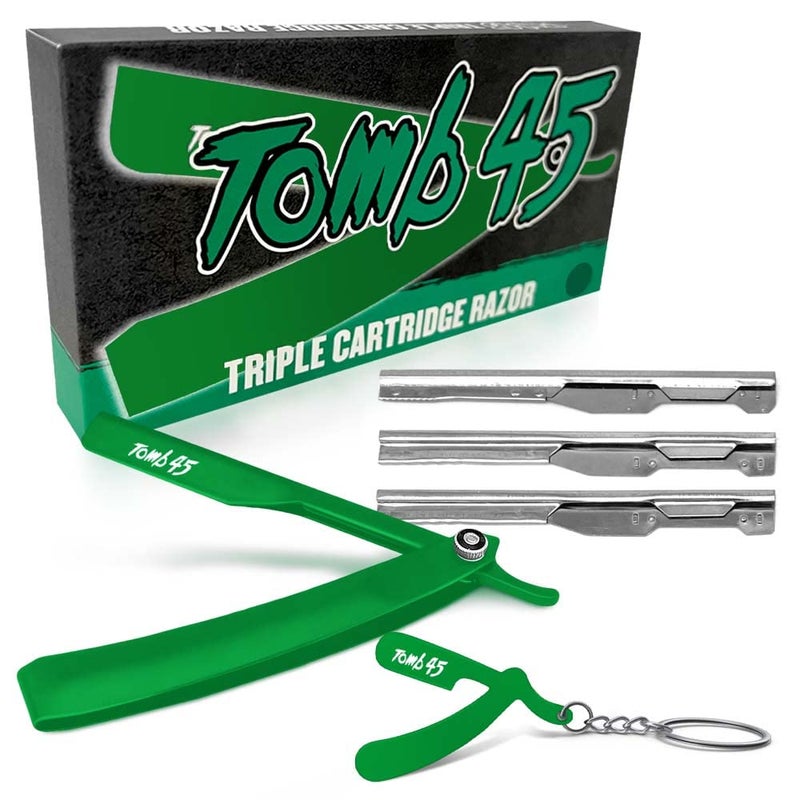Tomb 45 Tomb45 Triple Cartridge Razor Holder | Disposable Razor Safety Handle For Barbers | 100% Metal Grip & 3 Adjustable Blade Exposure Options For Shaving | Men's Straight Edge Razors Manual Shaver - Image 1